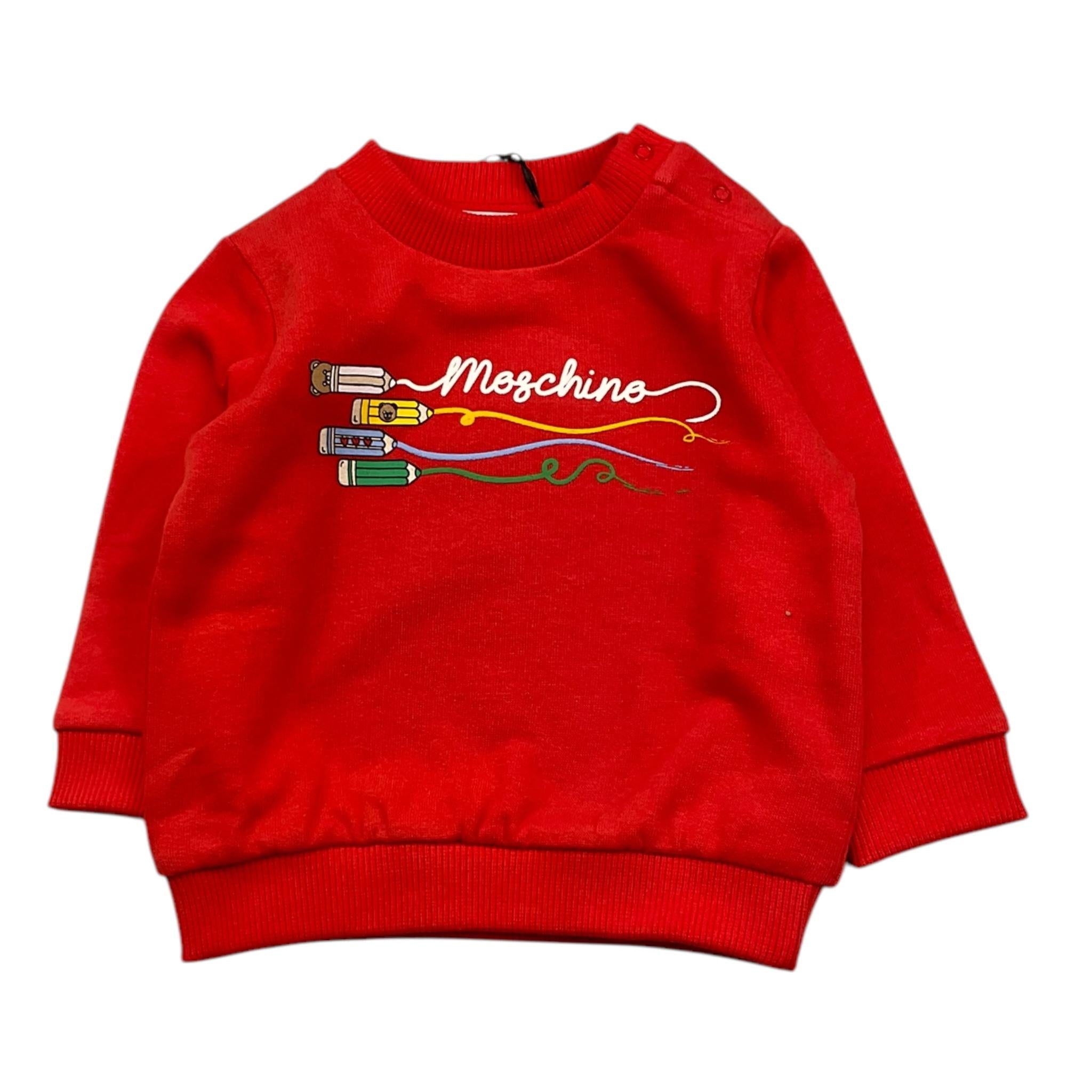 MOSCHINO felpa tinta unita girocollo con stampa Rosso per Neonato M0F060 ROSSO MOSCHINO 