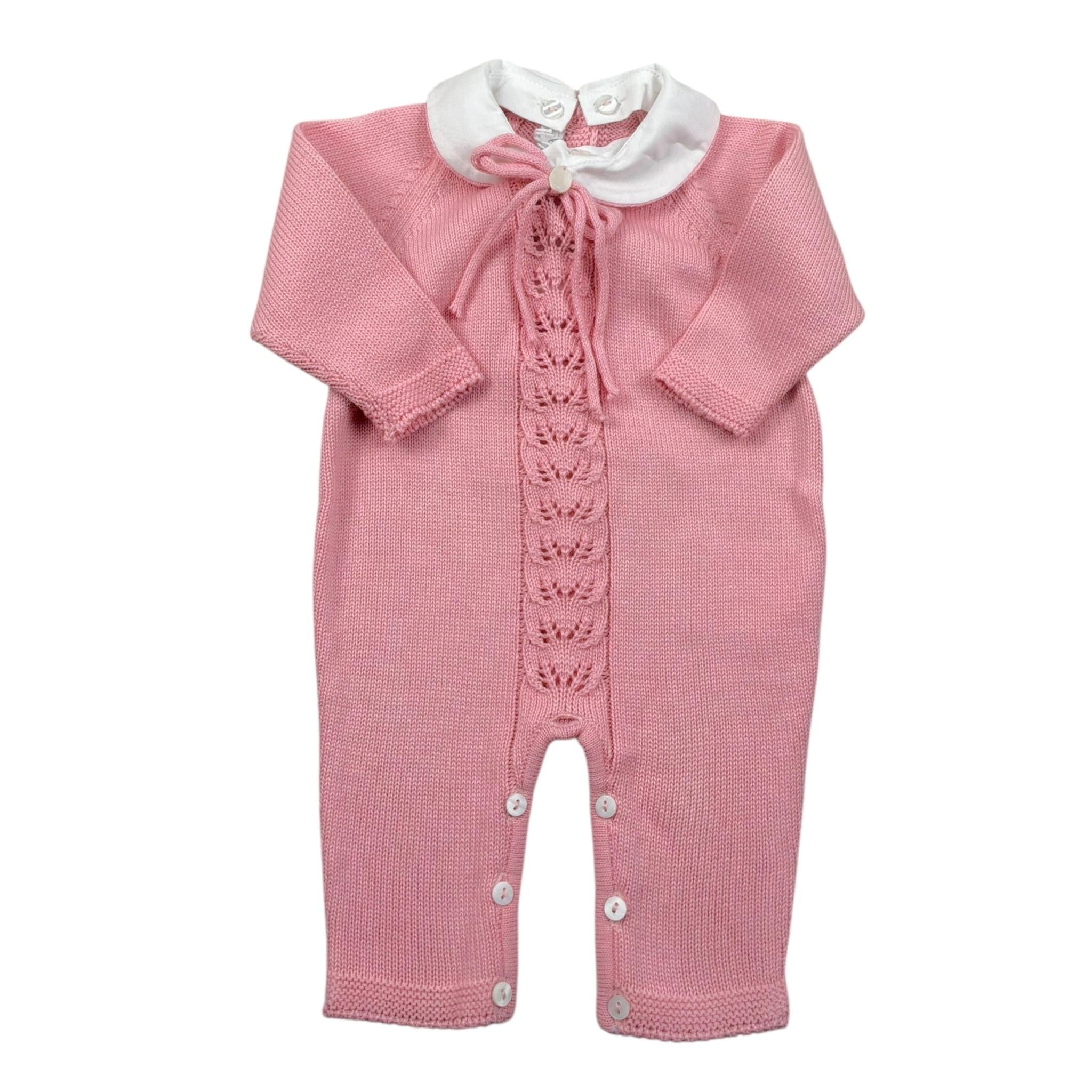 Le Coconne Tutina Tinta Unita con Ricami E Colletto per Neonata LCN0587 ROSA LE COCONNE 