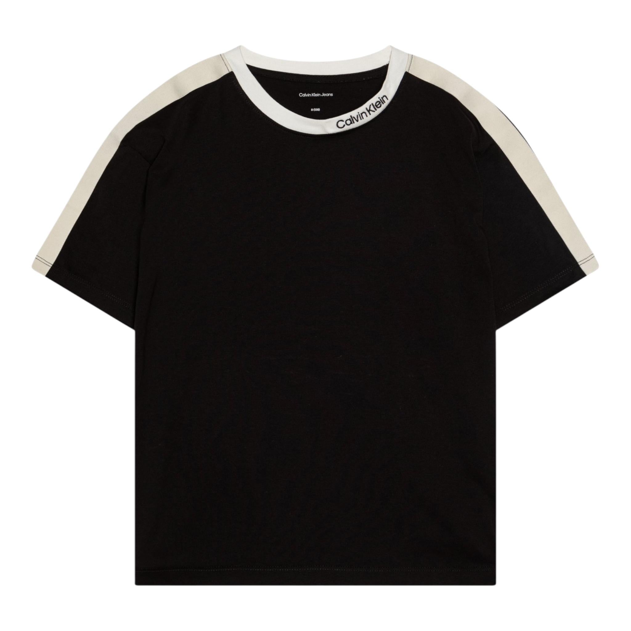 Calvin Klein T-Shirt Tinta Unita con Profili In Contrasto per Bambino IB0IB02457 NERO CALVIN KLEIN 