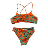 Mefui Bikini Set Solid Color Bandeau-Slip Orange For Girls