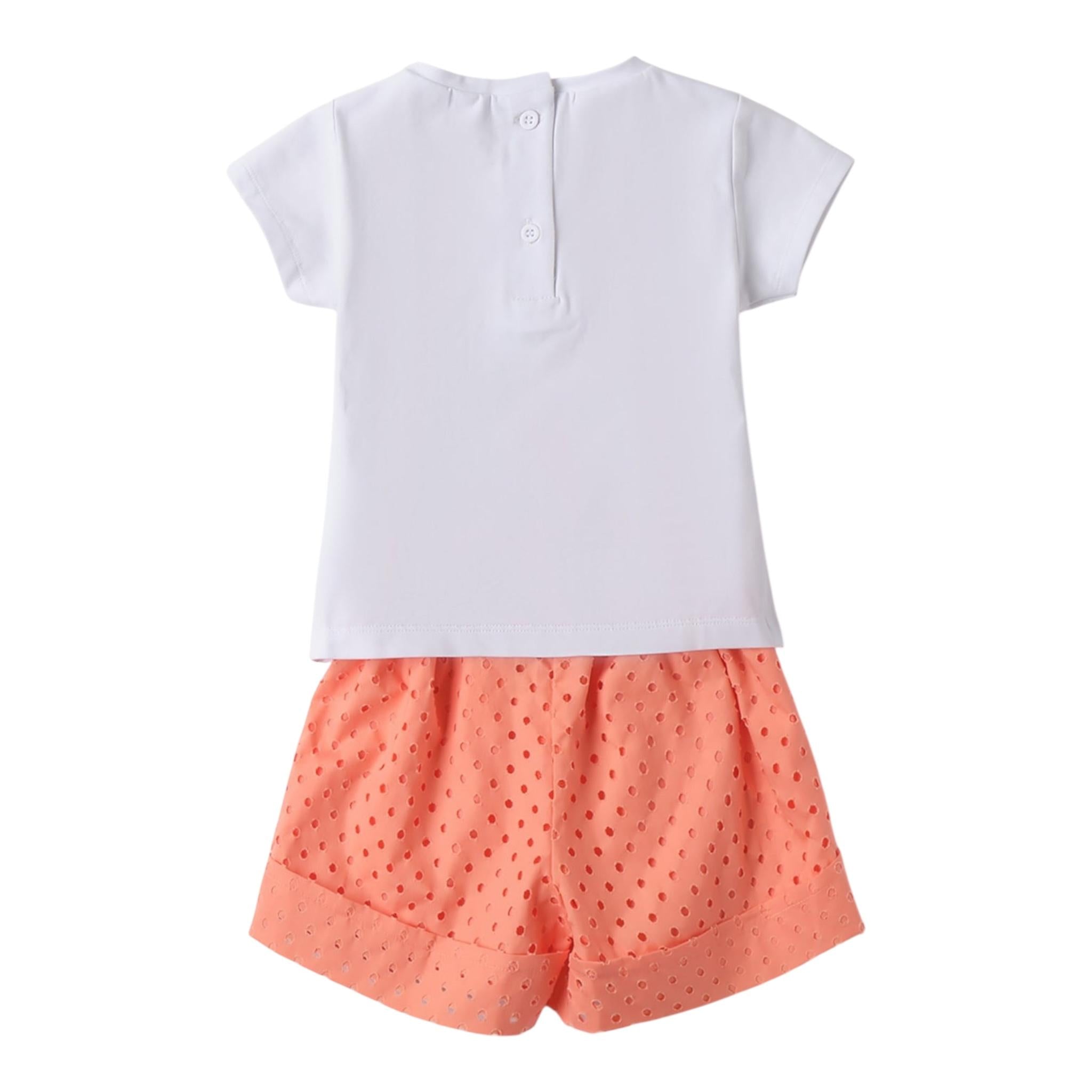 Sarabanda Completo 2 Pezzi T-Shirt-Short  per Neonata 0B351 BIANCO/SALMONE SARABANDA 
