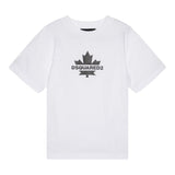 Dsquared2 T-Shirt Girocollo Tinta Unita con Stampa per Bambino DQ2743X BIANCO DSQUARED2 