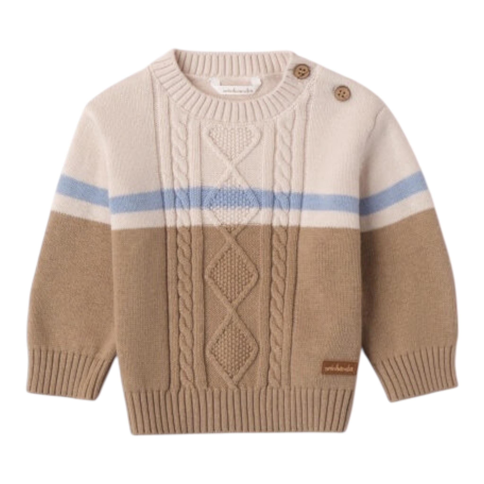 MINI BANDA maglia girocollo bicolore  Beige per Neonato 3A670X BEIGE MINI BANDA 