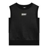Dkny Solid Color Crew Neck Tank Top Black For Girls