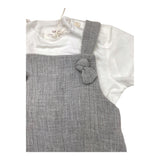 Teddy E Minou Complete T-Shirt-Dungarees Two-Tone White/Grey For Newborn