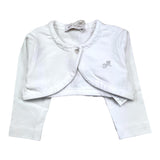 Monnalisa Solid Color Shrug With White Glitter Logo For Baby Girl