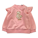 MOSCHINO felpa girocollo tinta unita con stampa logo Rosa per Neonata MDF032 ROSA MOSCHINO 