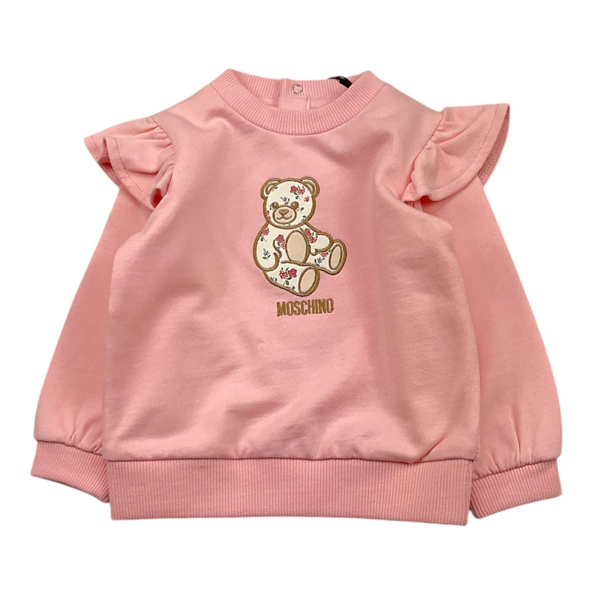 MOSCHINO felpa girocollo tinta unita con stampa logo Rosa per Neonata MDF032 ROSA MOSCHINO 