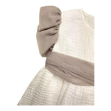 Squid Dress Half Sleeve Solid Color With White Contrast Belt For Baby Girl