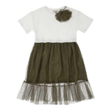 Dixie Abit Half Sleeve Two-Tone With Brooch White/Green For Girls