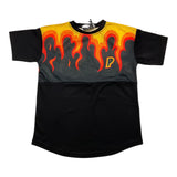 Pablic Black Fire Print Solid Color Crew Neck T-Shirt For Boys
