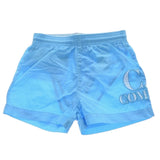 CP Company Baby Girl Solid Color Swimsuit With Logo Print Light Blue