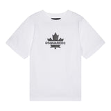 Dsquared2 T-Shirt Girocollo Tinta Unita con Stampa per Bambino DQ2743X BIANCO DSQUARED2 