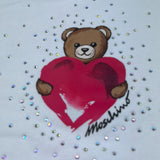 Moschino Abito Tinta Unita Mezza Manica con Stampa per Bambina HAV0EA BIANCO MOSCHINO 