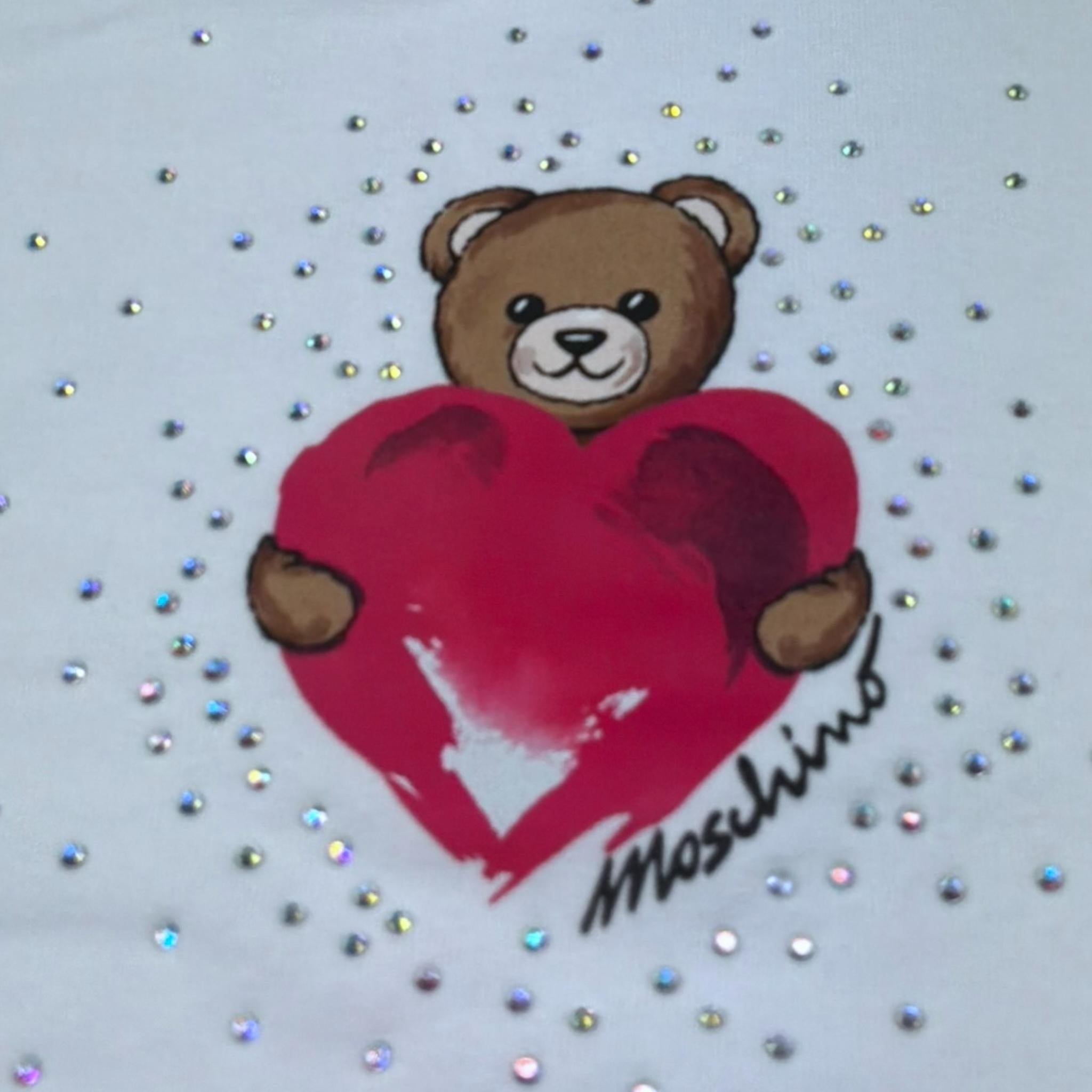 Moschino Abito Tinta Unita Mezza Manica con Stampa per Bambina HAV0EA BIANCO MOSCHINO 