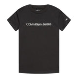 Calvin Klein Solid Color Crew Neck T-Shirt with Print Black for Boys