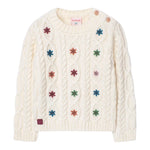 BOBOLI maglia girocollo tinta unita con ricami Panna per Bambina 239048 PANNA BOBOLI 