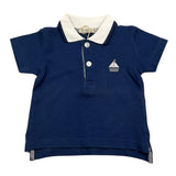 Emc Polo Half Sleeve Solid Color with Contrast Collar Blue for Baby