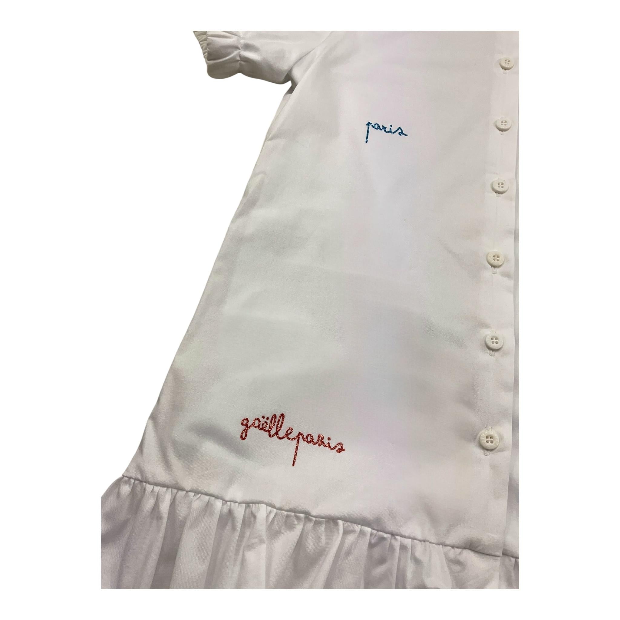 Gaelle Abito Mezza Manica Tinta Unita con Brillantini per Bambina 2746V00368 BIANCO GAELLE 