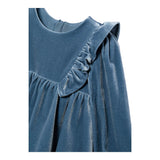 ABEL & LULA abito tinta unita in velluto con balze Blu per Bambina 5504J BLU ABEL & LULA 