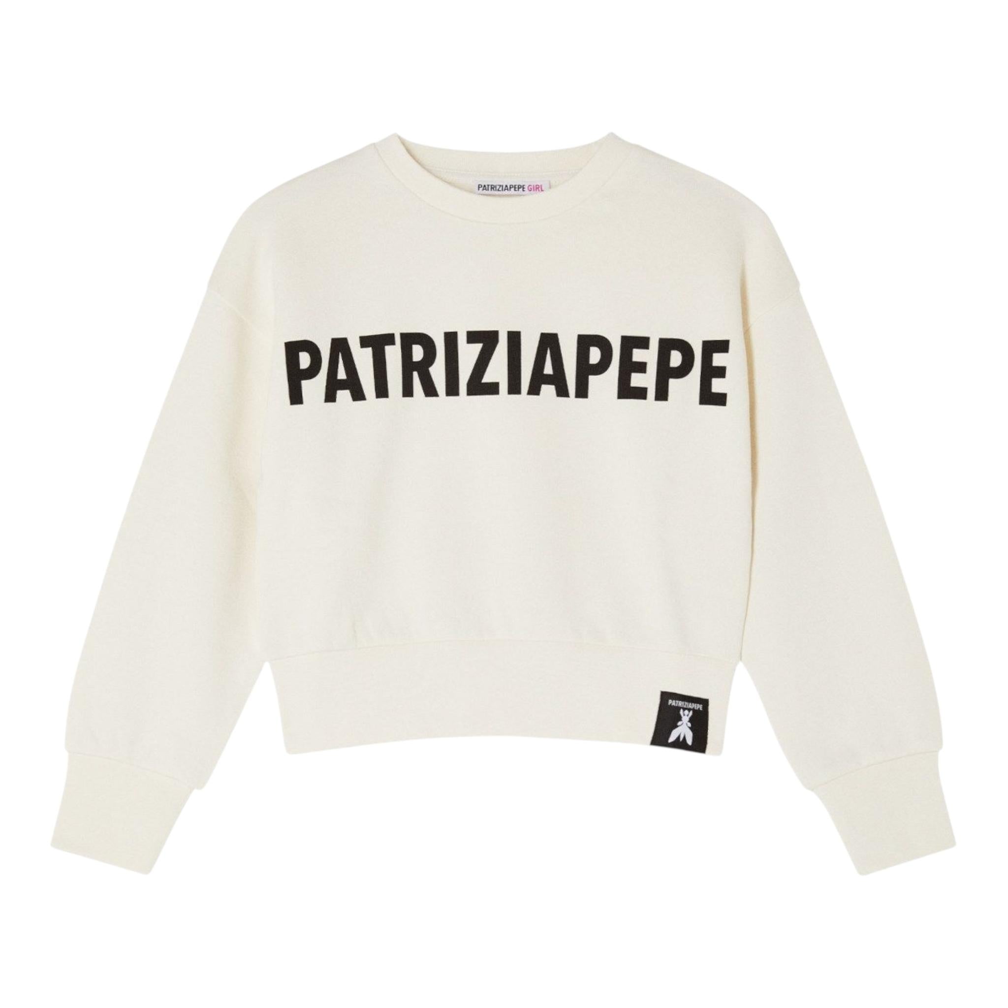 PATRIZIA PEPE felpa chiusa girocollo tinta unita con stampa Bianco per Bambina 7M0854 BIANCO PATRIZIA PEPE 