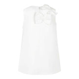 Simonetta Abito Giromanica Tinta Unita con Fiocchi per Bambina SW1B42S BIANCO SIMONETTA 