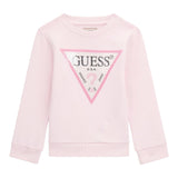 GUESS felpa chiusa girocollo tinta unita con logo Rosa per Neonata K4YQ10KA6R3XX ROSA GUESS 