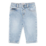 Moschino Jeans tinta unita con Elastico In Vita Azzurro per Neonato MUP054 AZZURRO MOSCHINO 