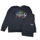 Cesare Paciotti Complete Crewneck Sweatshirt-Sweatpants Black Tracksuit For Boys