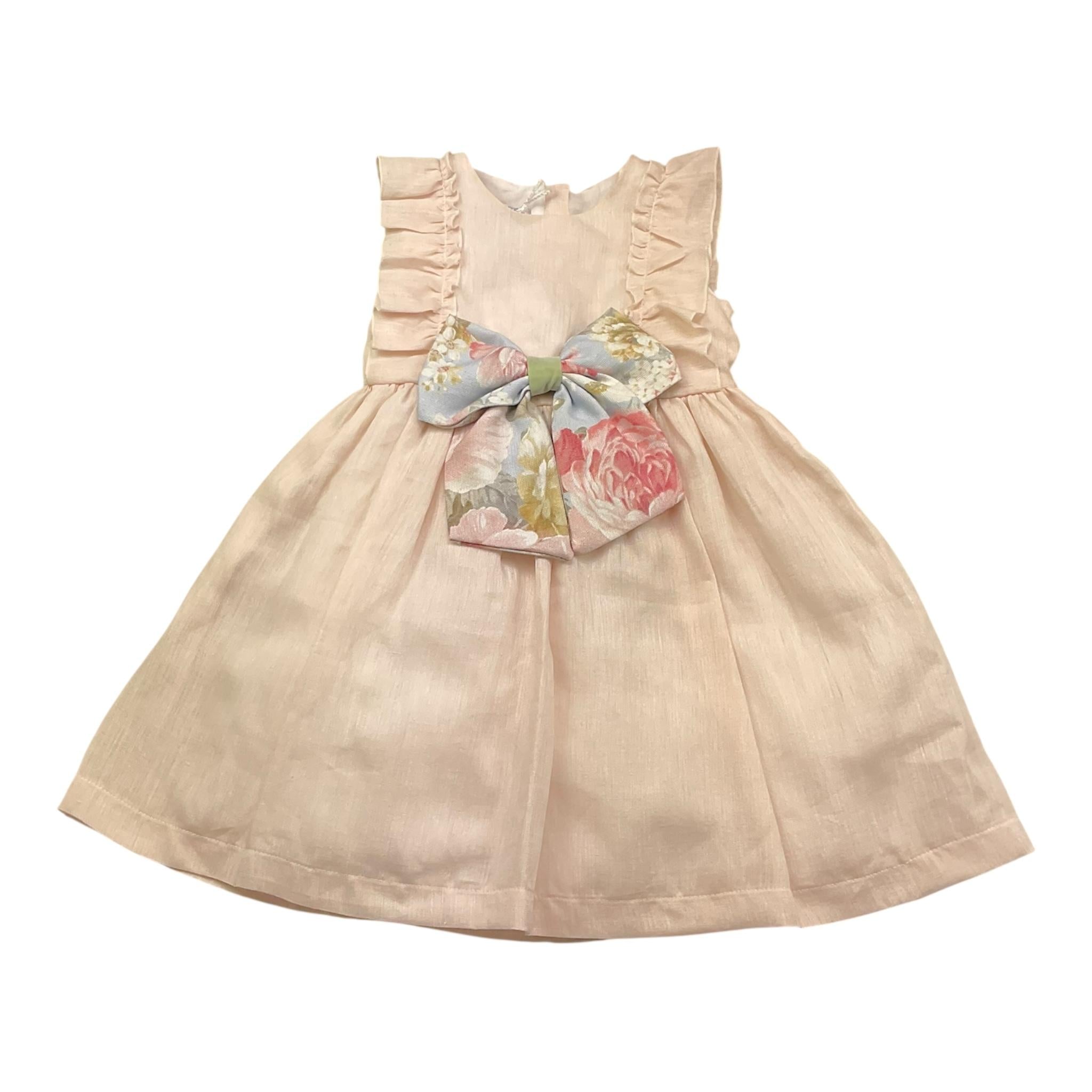 La Sartoria Dei Piccoli Abito Giromanica Tinta Unita con Balze per Neonata L023N ROSA LA SARTORIA DEI PICCOLI 