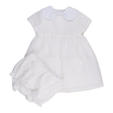 Simonetta Set Ceremony Dress Solid Color Perforated-White Culotte For Newborn