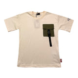 Kejo Solid Color Crew Neck T-Shirt With Pocket Ivory For Boys