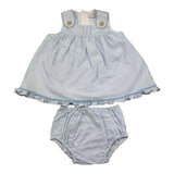 Yoedu Baby Girl Solid Color Striped Dress Set-White Culotte