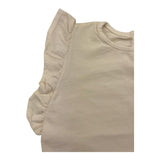 Aventiquattrore Solid Color Tank Top with Beige Ruffles for Baby Girls