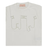 ELISABETTA FRANCHI t-shirt girocollo tinta unita cn billantini e perle Panna per Neonata EFTS202 PANNA ELISABETTA FRANCHI 