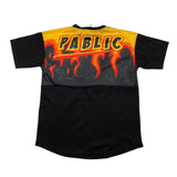 Pablic Black Fire Print Solid Color Crew Neck T-Shirt For Boys