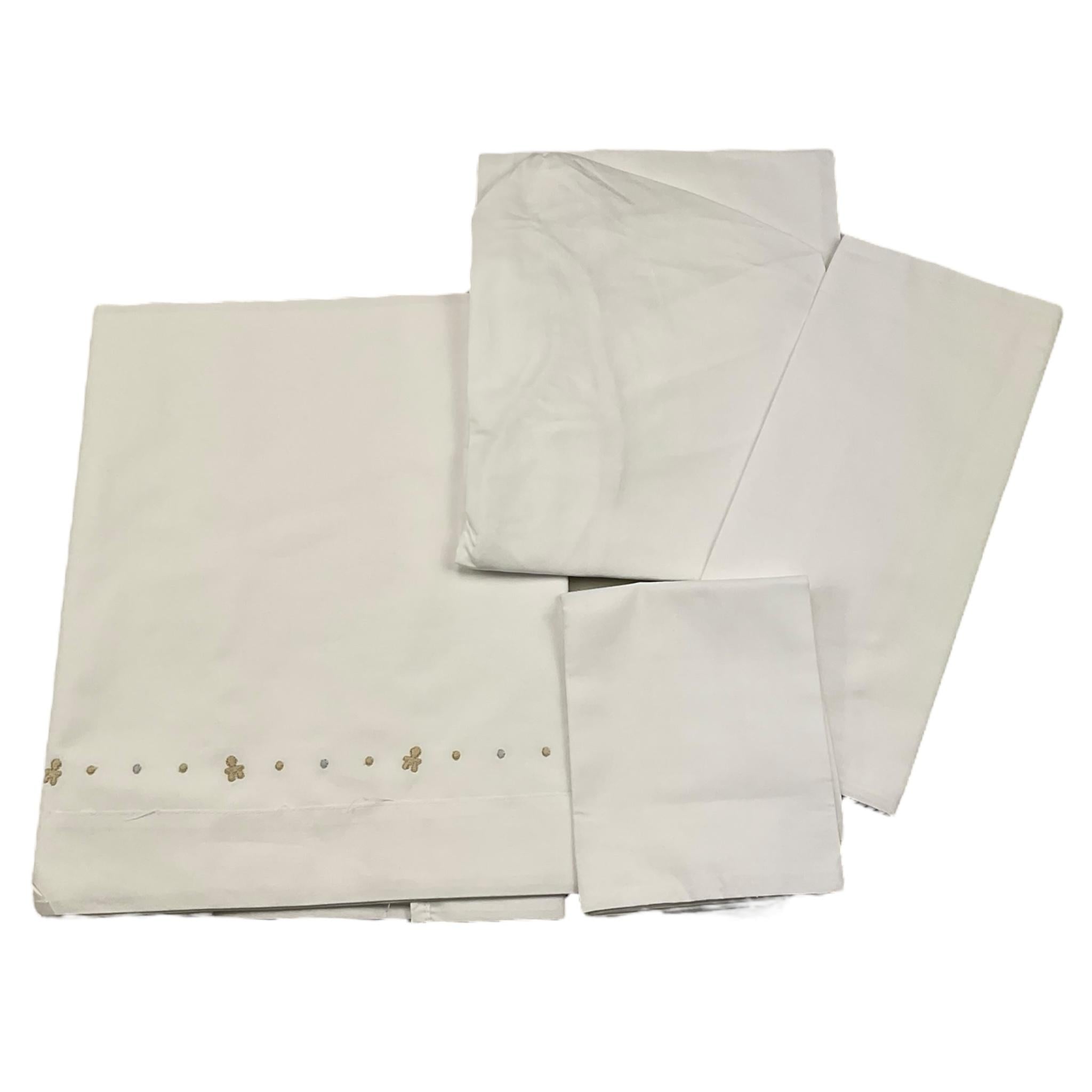 LE BEBE' set 3 pezzi lenzuola tinta unita cn ricami Bianco per Neonato LBB5224 BIANCO LE BEBE' 
