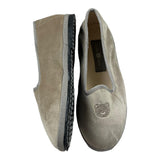 Little Bear Plain Suede Ballerinas With Beige Bear Print For Girls