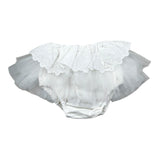 Seerose Completo 2 Pezzi Coulotte Tinta Unita con Tulle-Body per Neonata 362 BIANCO SEEROSE 