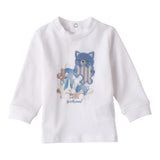 Mini Banda Shirt Tinta Unita Girocollo con Stampa per Neonato 3B608 BIANCO MINI BANDA 