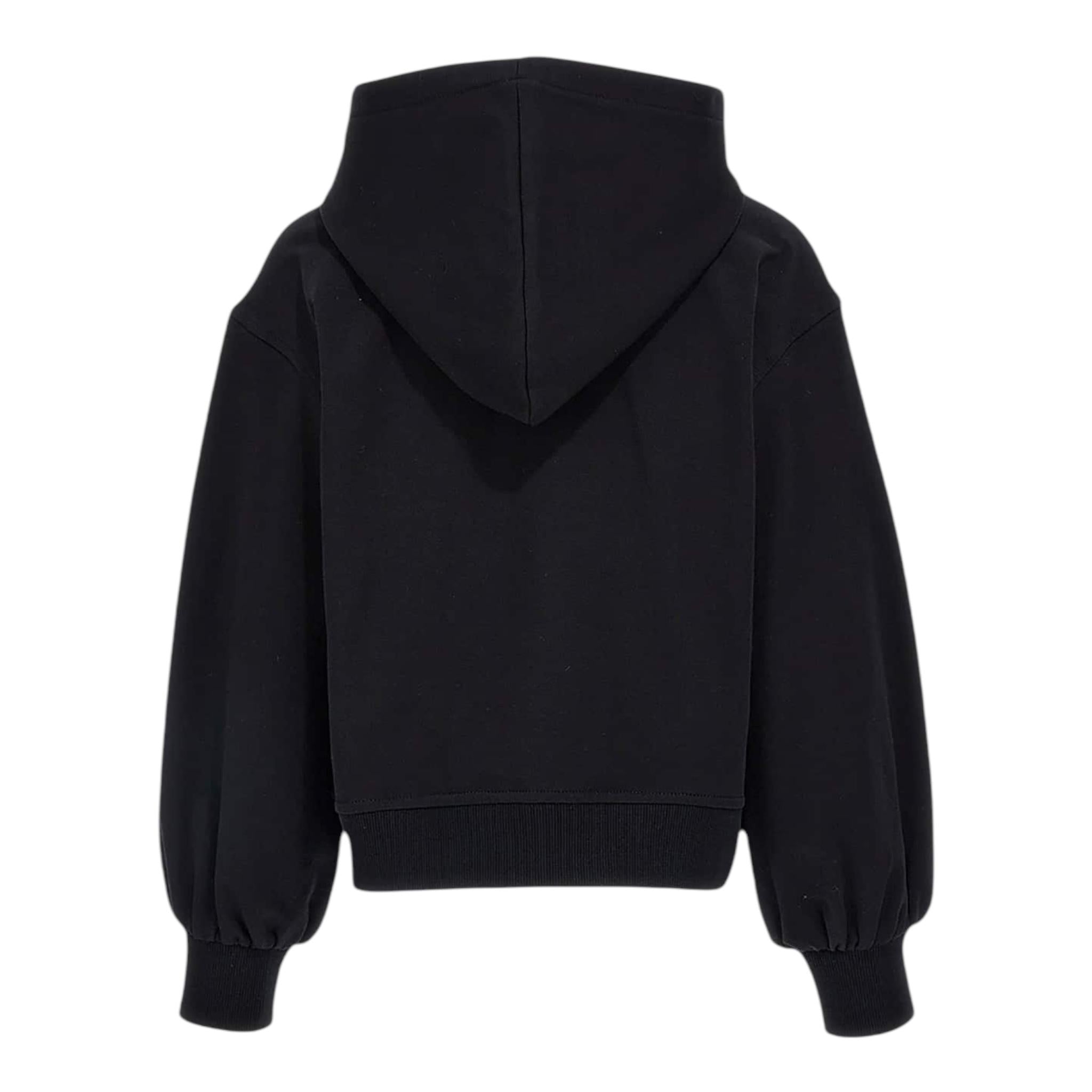 MOSCHINO felpa chiusa cn cappuccio tinta unita con applicazioni Nero per Bambina HDF05Z NERO MOSCHINO 