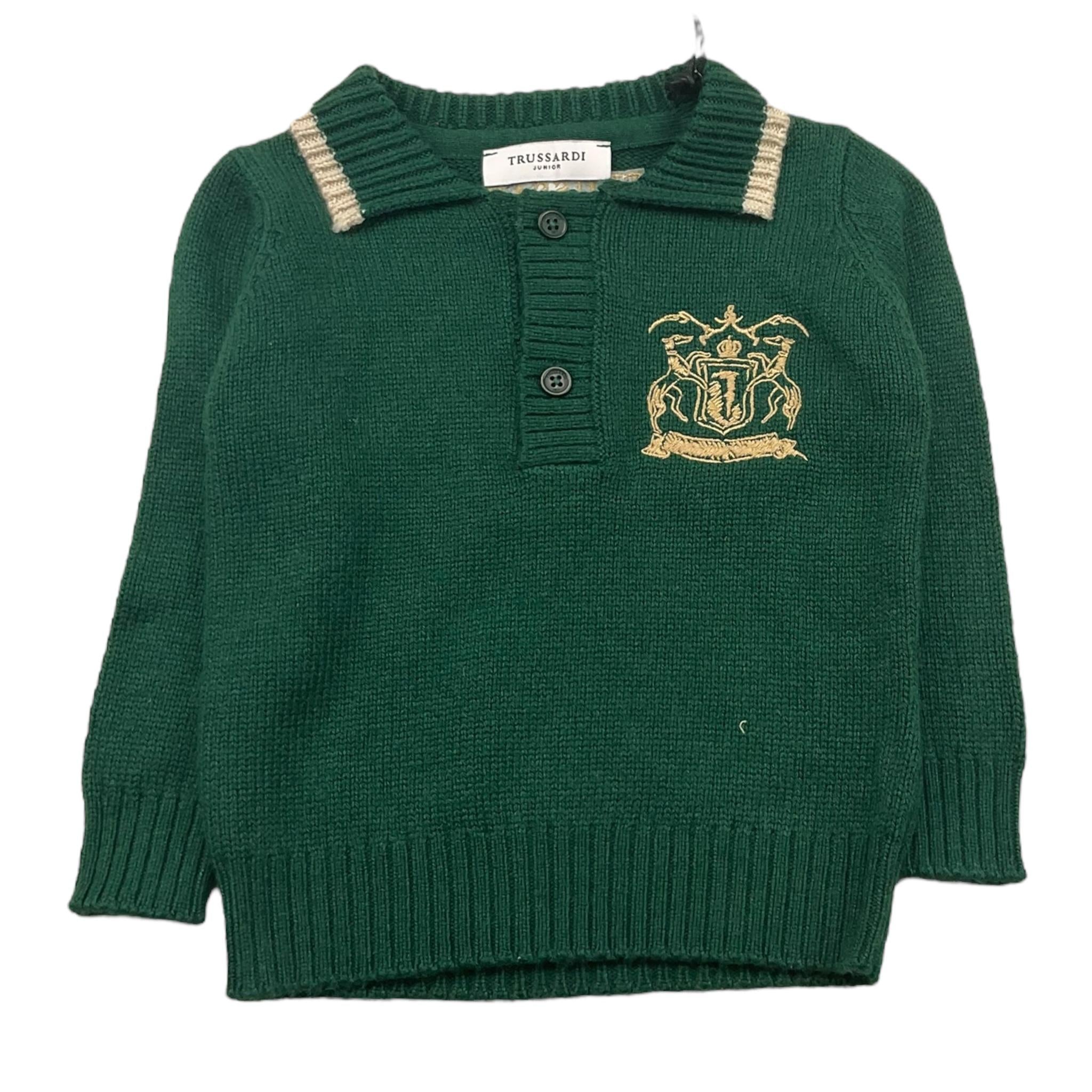 TRUSSARDI polo manica lunga in maglia tinta unita Verde per Neonato TIA25151PO VERDE TRUSSARDI 