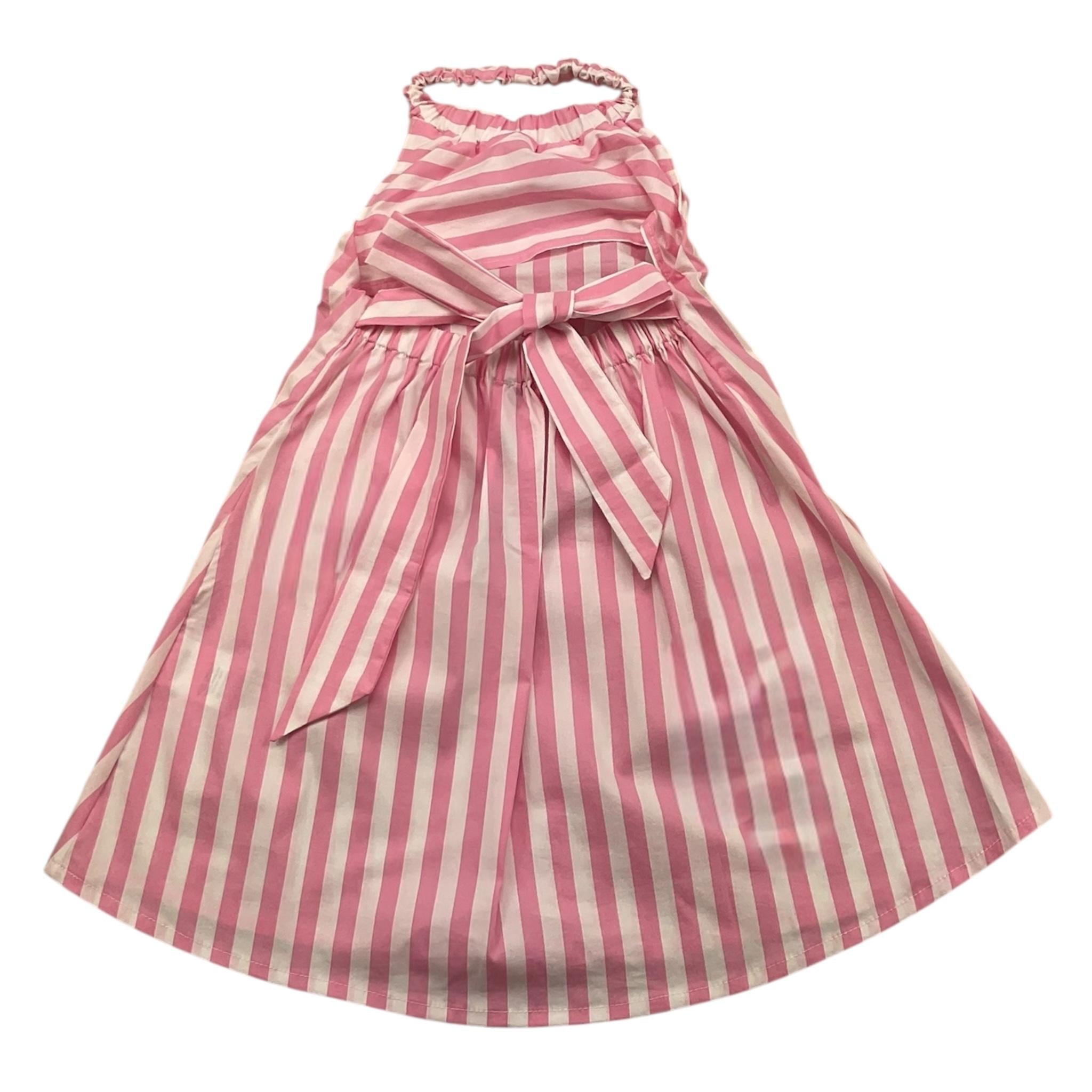 Piccola Ludo Abito Tinta Unita con Fantasia A Righe per Bambina BS10WB029 BIANCO PICCOLA LUDO 