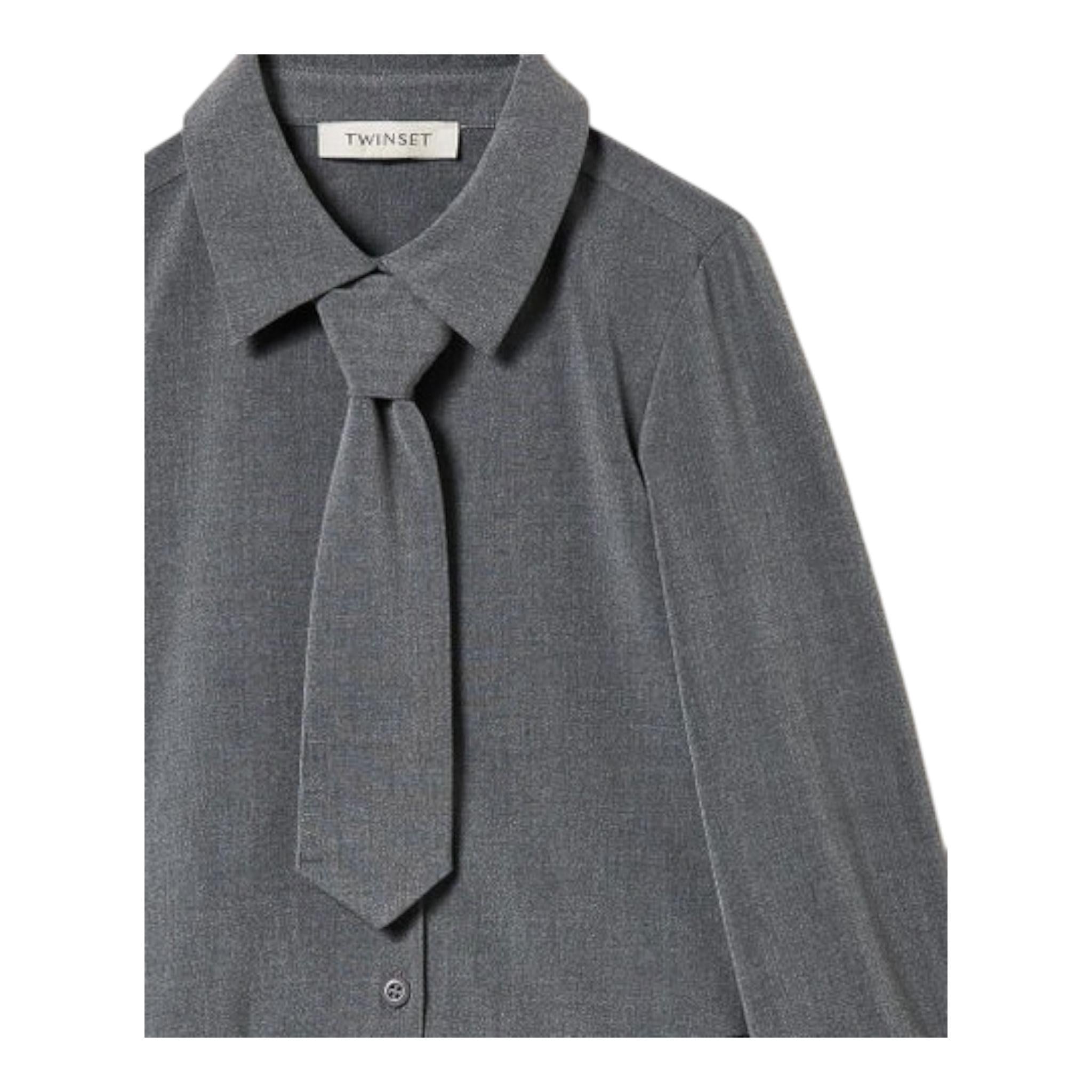 TWINSET abito tinta unita con cravatta Grigio per Bambina 242GJ2131X GRIGIO TWINSET 