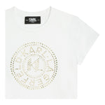 KARL LAGERFELD t-shirt girocollo tinta unita con brillantini Bianco per Bambina Z30109N25 BIANCO KARL LAGERFELD 