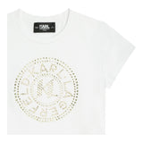 KARL LAGERFELD t-shirt girocollo tinta unita con brillantini Bianco per Bambina Z30109N25 BIANCO KARL LAGERFELD 