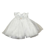 Le Bebe' Abito Cerimonia Tinta Unita con Tulle per Neonata LBG5201 BIANCO LE BEBE' 