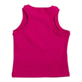 Gaelle Solid Color Crew Neck Tank Top with Fuchsia Logo Print for Girls