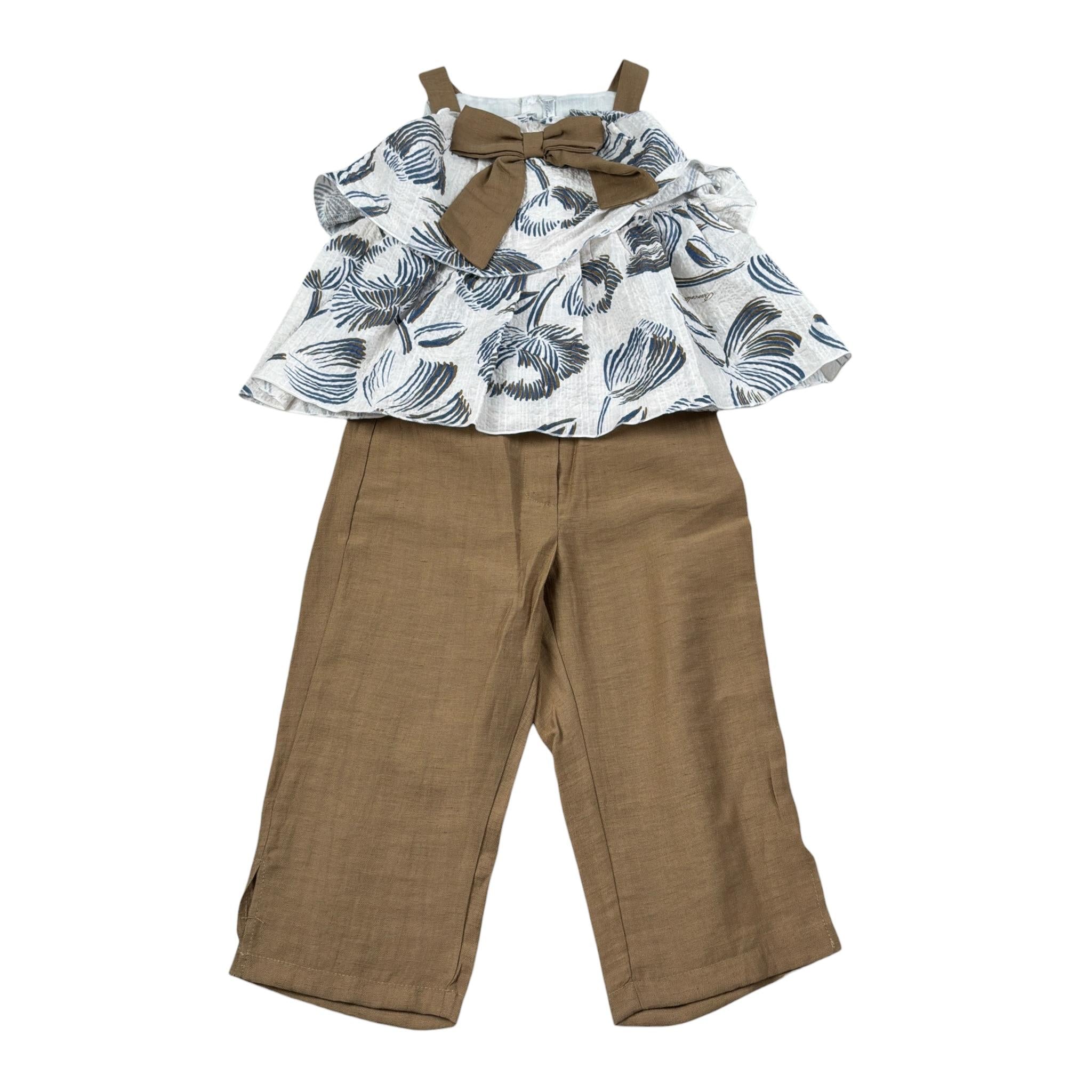 Barcellino Completo 2 Pezzi Camicia-Pantalone per Bambina 120415 BIANCO BARCELLINO 