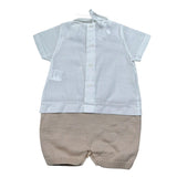 Marlu' Pagliaccetto Mezza Manica Bicolore per Neonato EB5223X BIANCO/BEIGE MARLU' 